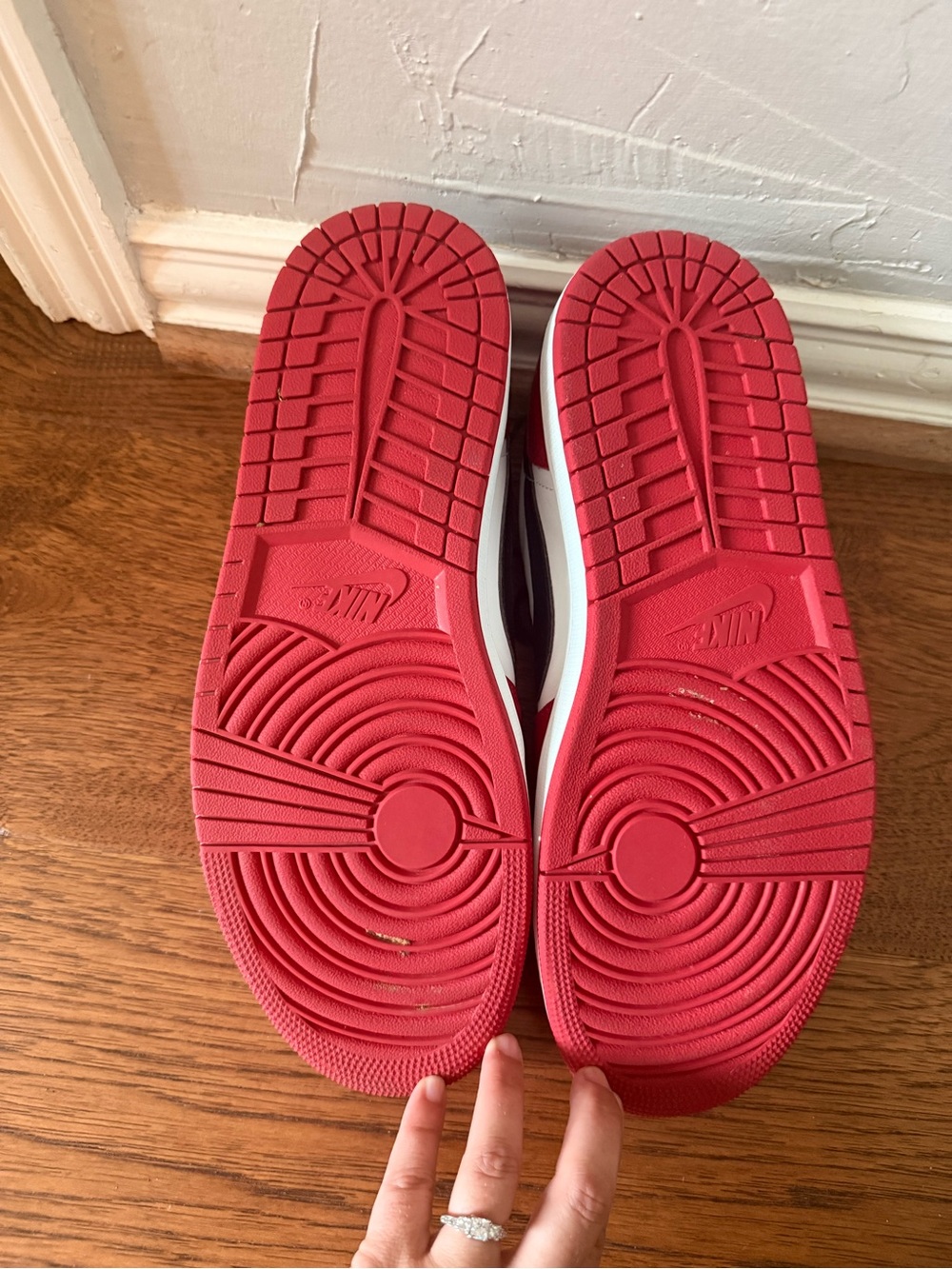 Air Jordan 1 Nike Men's Red, White & Black Low-Top Sneakers - Picture 3 of 5